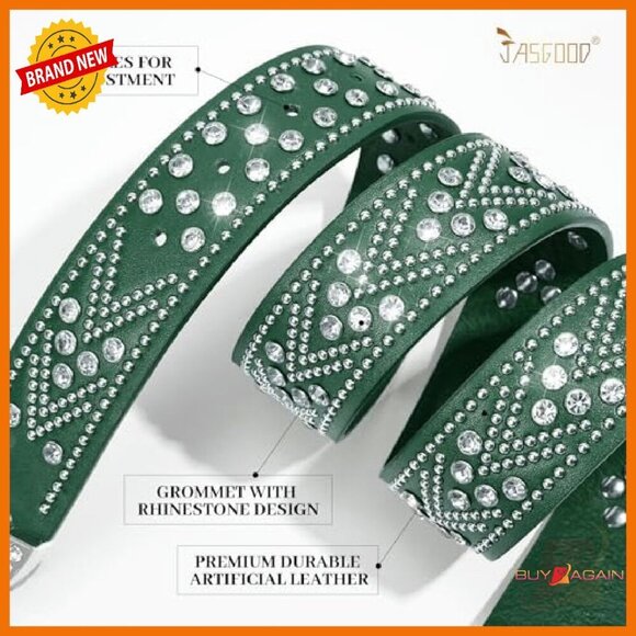 Sparkling Rhinestone Studded Western Belt Faux Leather Unisex Fit main image 4